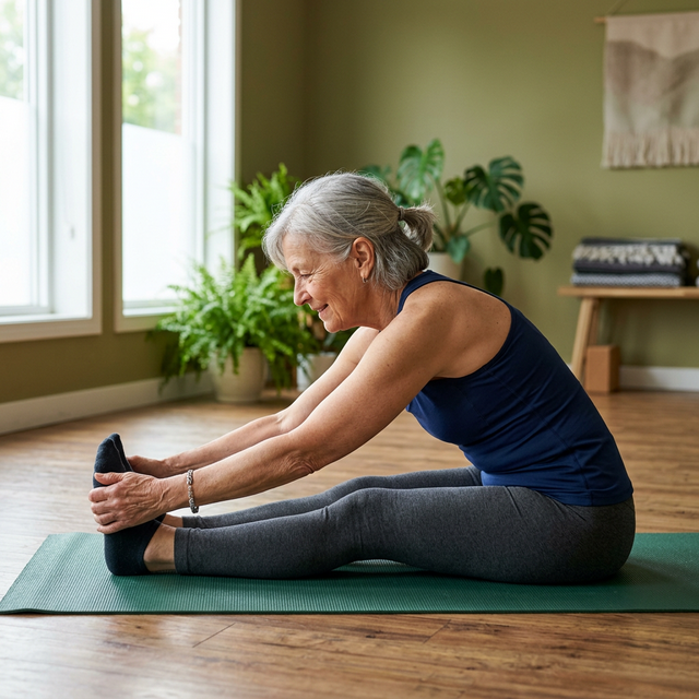 Rotina de yoga na cadeira de flexibilidade para idosos