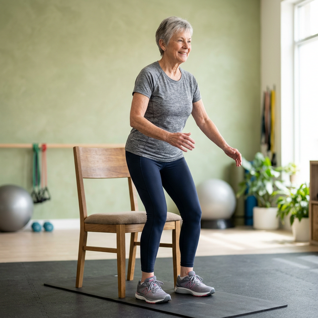 Rotina de yoga na cadeira de movimento funcional
